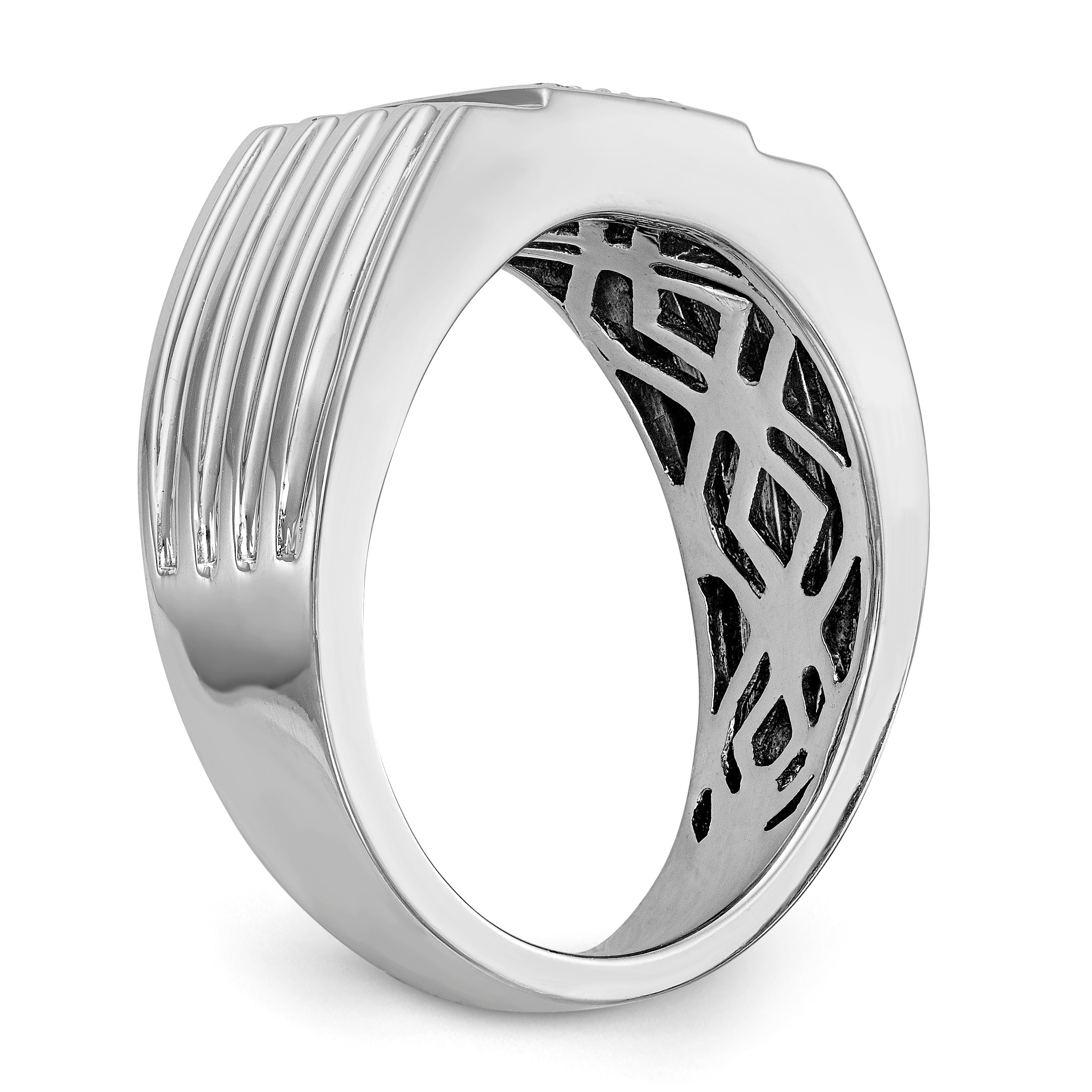 Herrenring aus 14K Weißgold mit Diamanten