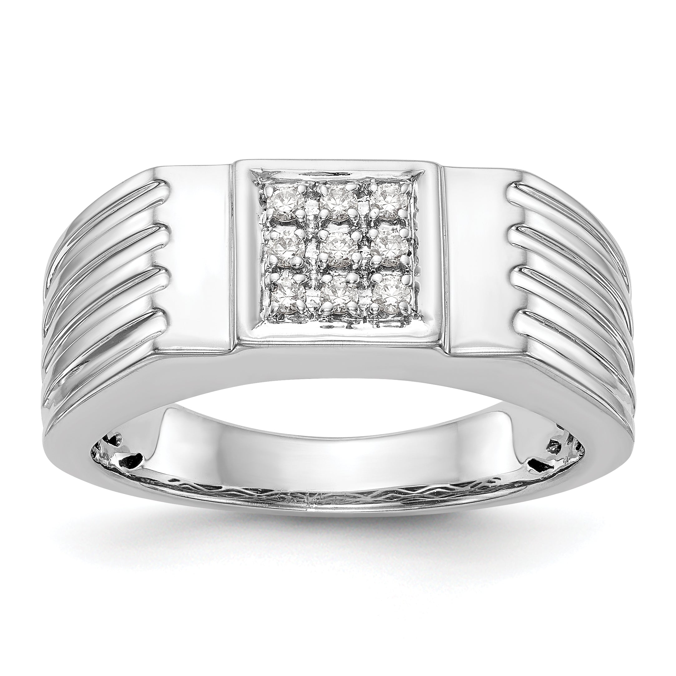 Herrenring aus 14K Weißgold mit Diamanten