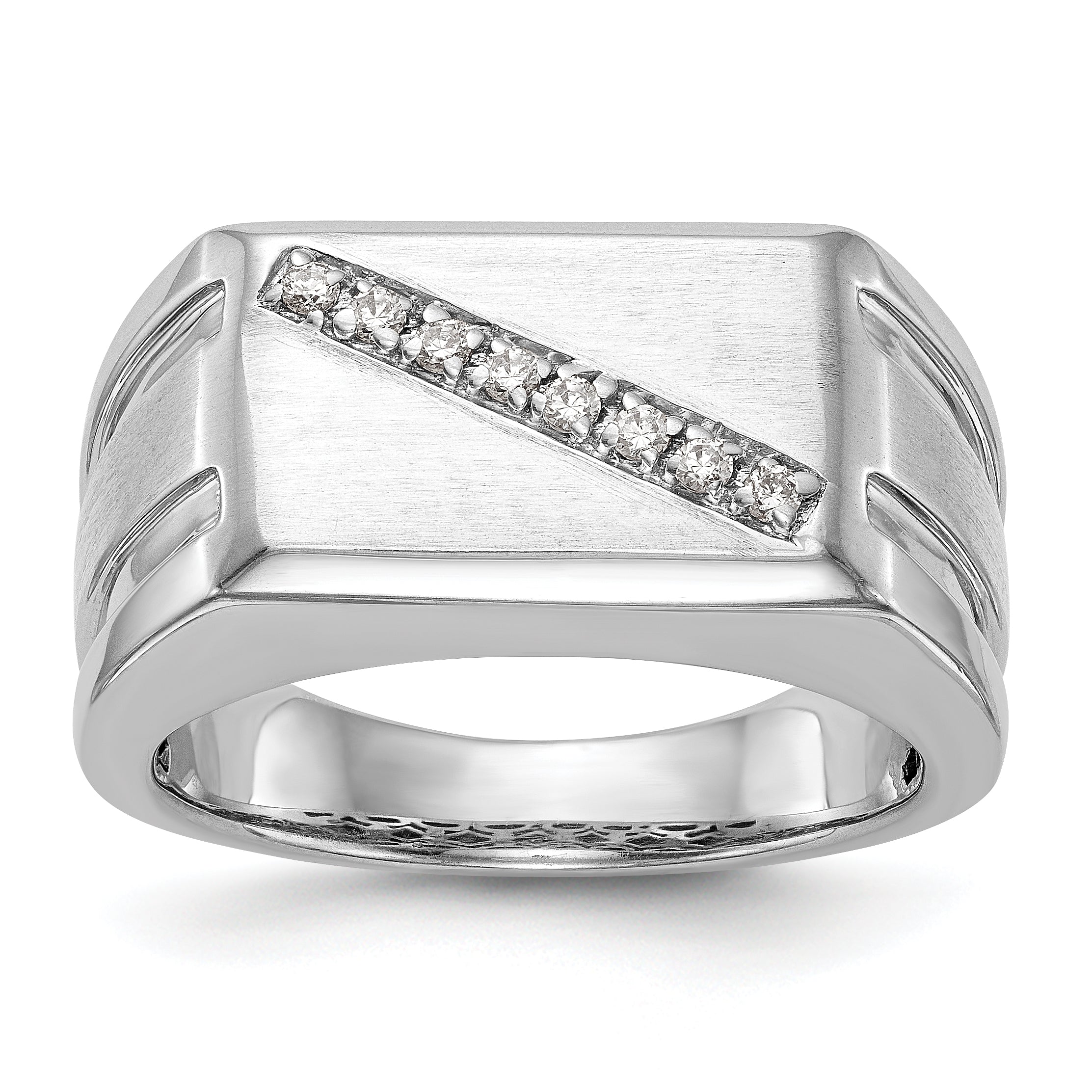 Herrenring mit Diamanten aus 14K Weißgold