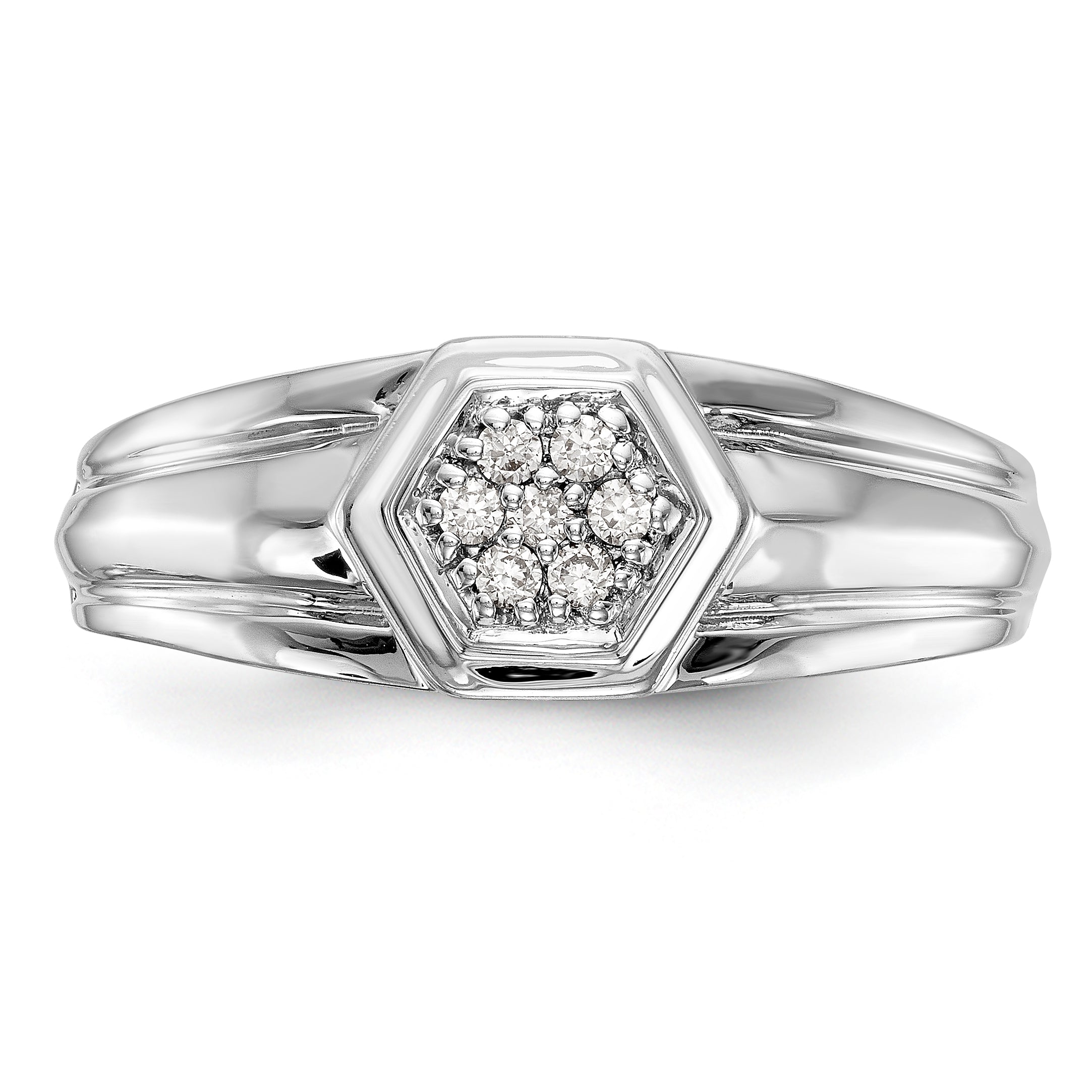 14K Weißgold Diamant-Herrenring
