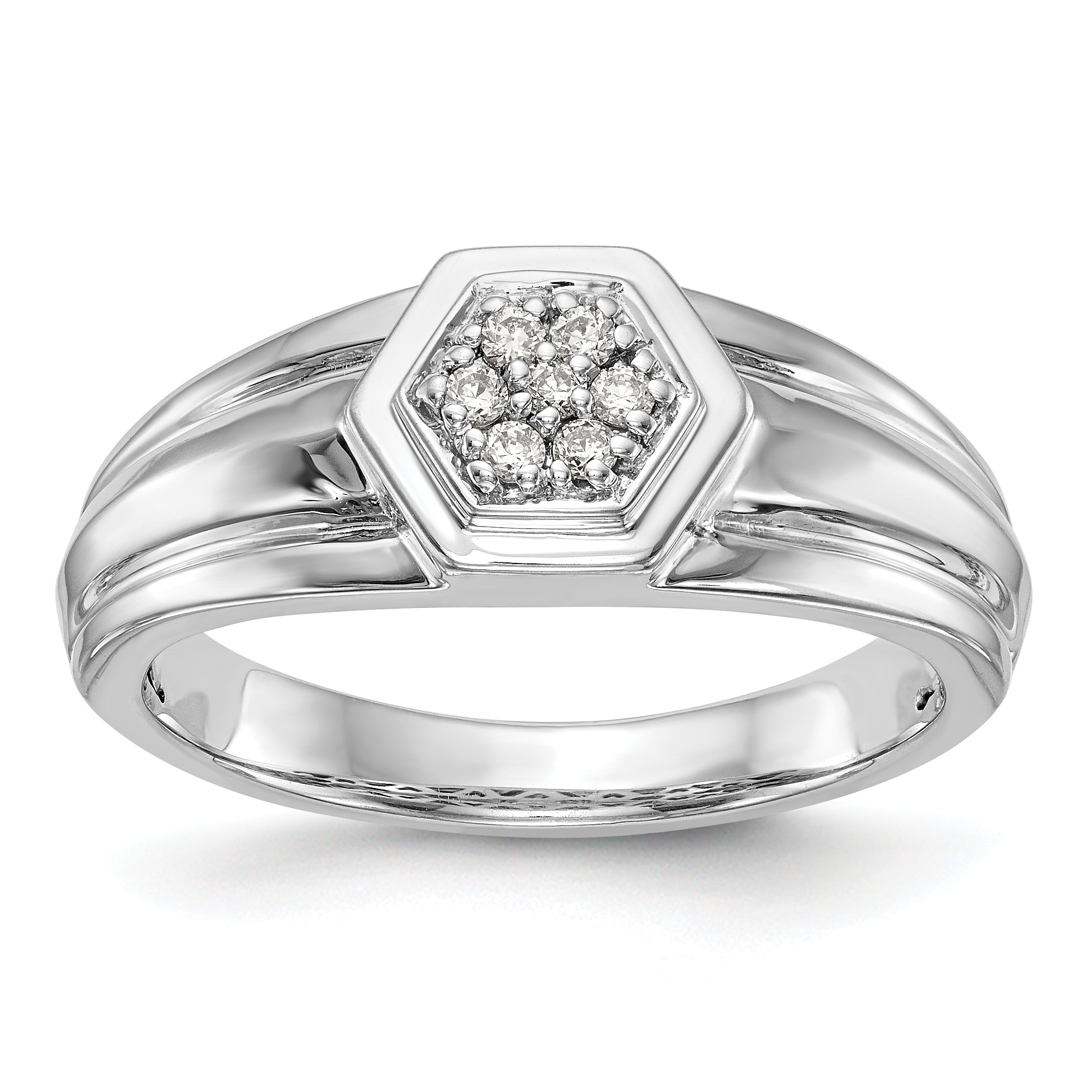 14K Weißgold Diamant-Herrenring