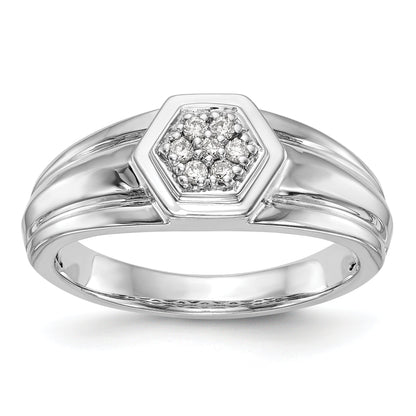 14K Weißgold Diamant-Herrenring