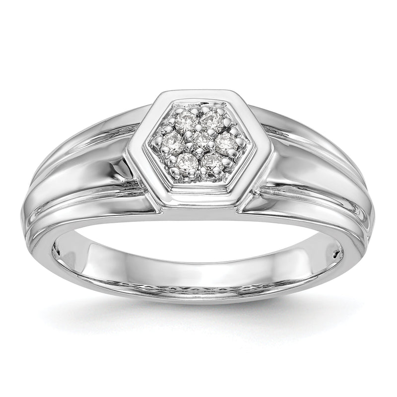 14K Weißgold Diamant-Herrenring