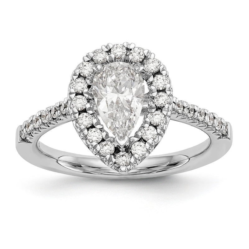 14K Weißgold Diamant-Trauring, passend für Halo-Ring mit Tropfenschliff, Semi-Mount