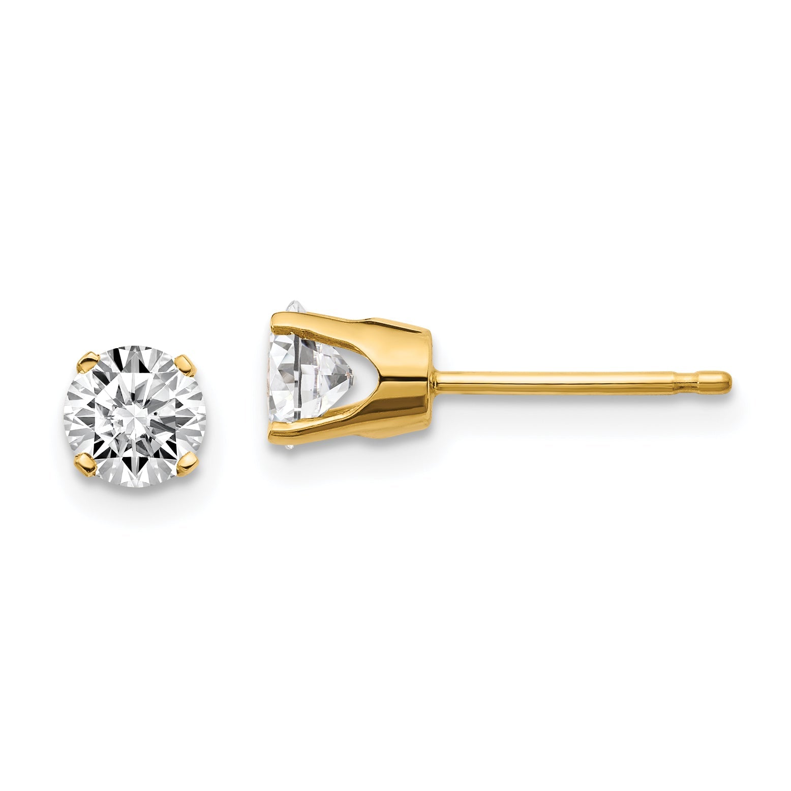 14K Gold Ohrstecker mit 0,85 ct. Diamanten, I1 J K, mit Push-on-Verschluss