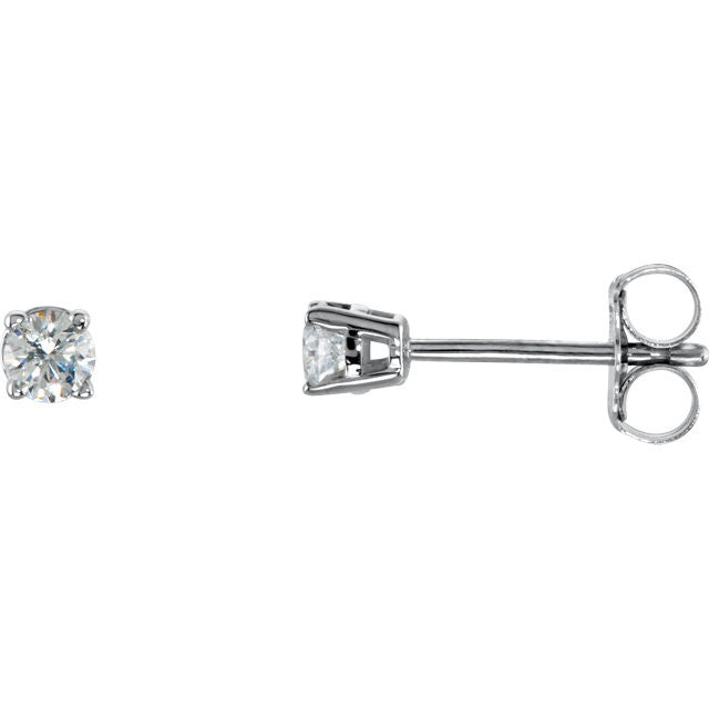 14K Weißgold 1/5 Karat Echt Rund Diamant 4-krappen Studs Solitär Ohrringe
