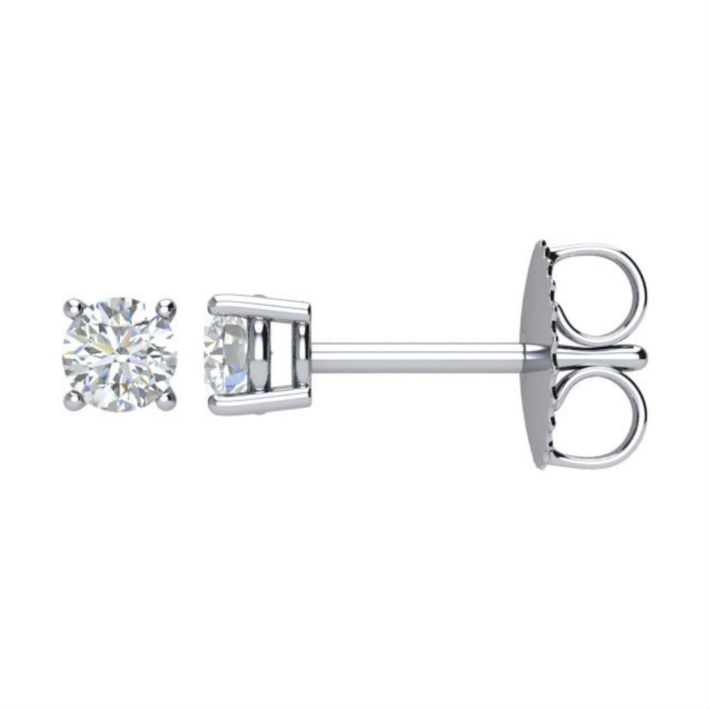 1/4 Karat Gesamtgewicht Rund Diamant Solitär Ohrstecker in 14K Weißgold
