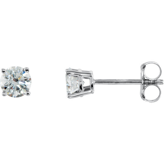 1/2 Karat Gesamtgewicht Rund Diamant Solitär Ohrstecker in 14K Weißgold (j/k Farbe - I2/i3 Clarity)