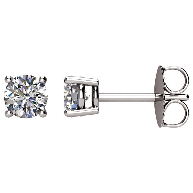 5/8 Karat Gesamtgewicht Rund Diamant Solitär Ohrstecker in 14K Weißgold