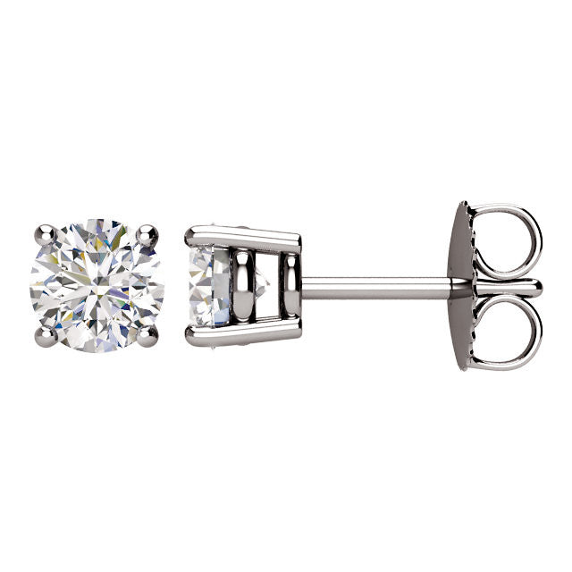 1.0 Karat Gesamtgewicht Ags Zertifiziert Rund Diamant Solitär Ohrstecker in 14K Weißgold