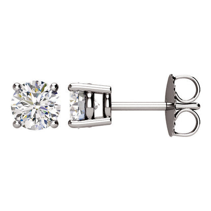 1.0 Karat Gesamtgewicht Ags Zertifiziert Rund Diamant Solitär Ohrstecker in 14K Weißgold