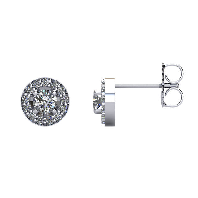 Zertifiziert 3/8 ct Diamant Heiligenschein-styled Ohrstecker in 14kt Weißgold