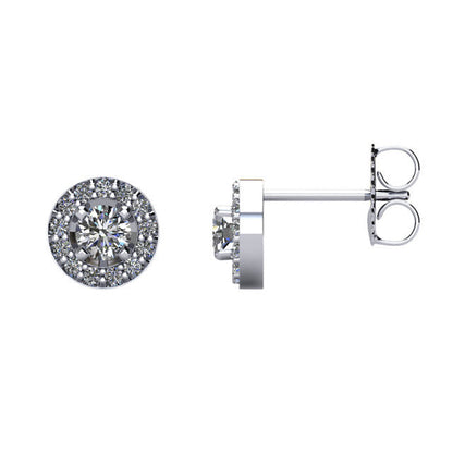 Zertifiziert 3/8 ct Diamant Heiligenschein-styled Ohrstecker in 14kt Weißgold
