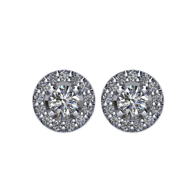Zertifiziert 3/8 ct Diamant Heiligenschein-styled Ohrstecker in 14kt Weißgold