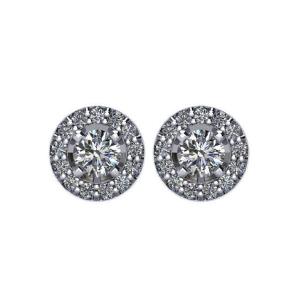 Zertifiziert 3/8 ct Diamant Heiligenschein-styled Ohrstecker in 14kt Weißgold