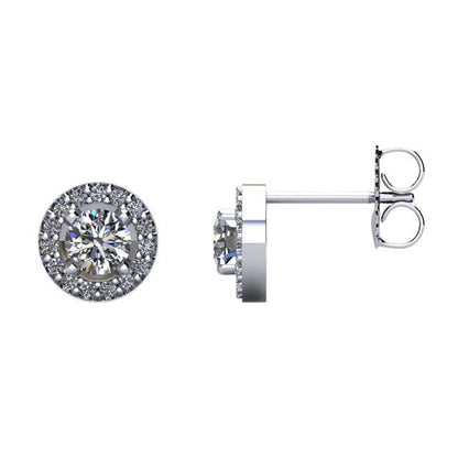 Zertifiziert 5/8 ct Diamant Heiligenschein-styled Ohrstecker in 14kt Weißgold