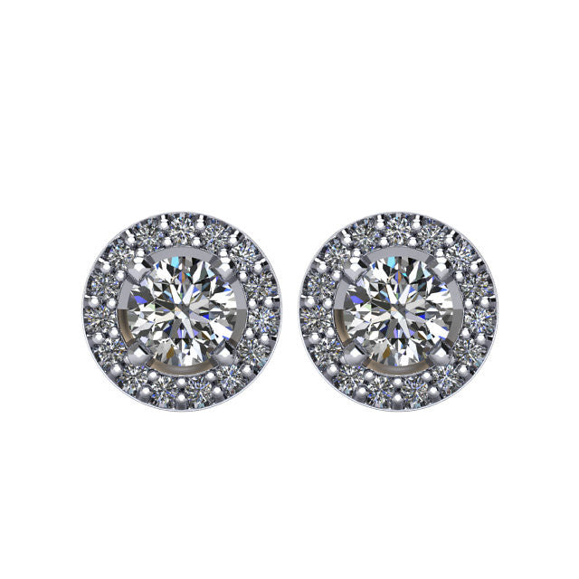 Zertifiziert 5/8 ct Diamant Heiligenschein-styled Ohrstecker in 14kt Weißgold