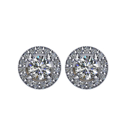 Zertifiziert 5/8 ct Diamant Heiligenschein-styled Ohrstecker in 14kt Weißgold
