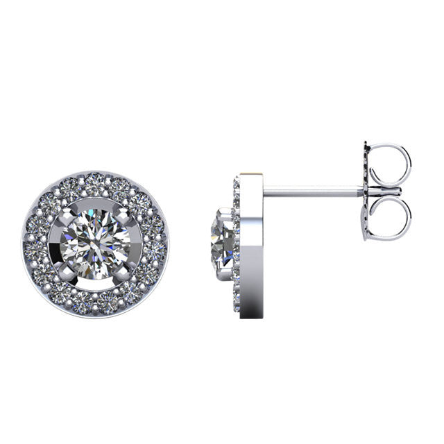Zertifiziert 1.0 ct Diamant Heiligenschein-styled Ohrstecker in 14kt Weißgold