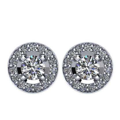 Zertifiziert 1.0 ct Diamant Heiligenschein-styled Ohrstecker in 14kt Weißgold