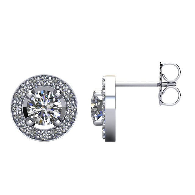 Zertifiziert 1 3/8 ct Diamant Heiligenschein-styled Ohrstecker in 14kt Weißgold