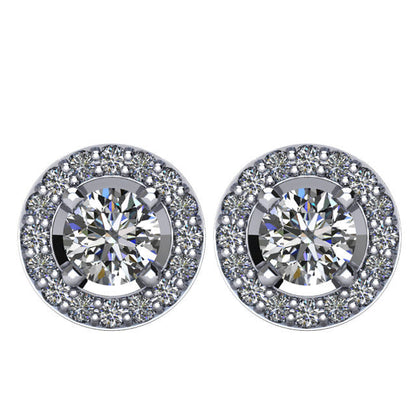 Zertifiziert 1 3/8 ct Diamant Heiligenschein-styled Ohrstecker in 14kt Weißgold