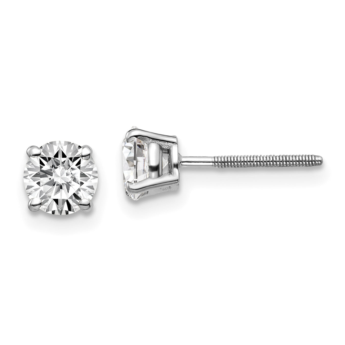 14K Weißgold Diamant-Ohrstecker, 1,00 ct., VS2/SI1, G I, mit Schraubverschluss (Ein-/Aussteckpfosten)