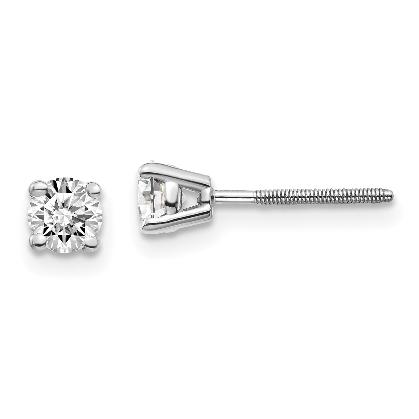 14K Weißgold 0,50 ct. SI3 G-I Diamant-Ohrstecker mit Gewindeverschluss