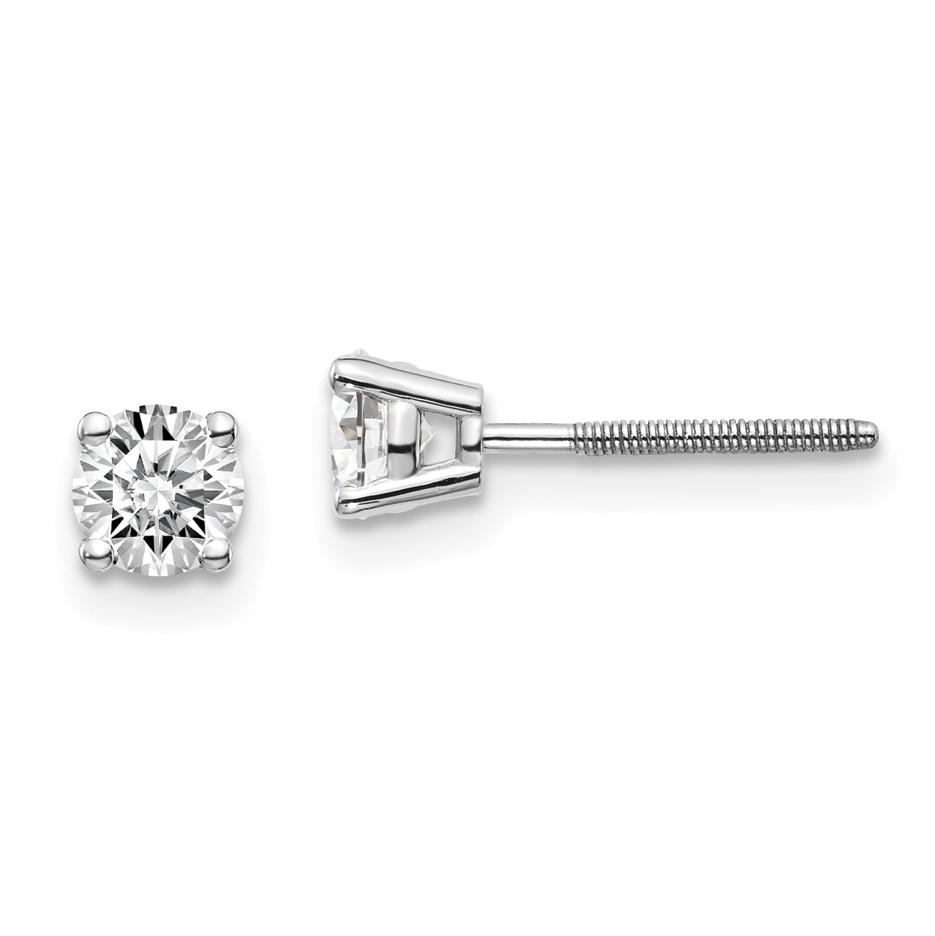 14 Karat Weißgold 0,60 ct. VS2/SI1 G I Diamant-Ohrstecker mit Schraubverschluss-Pfosten
