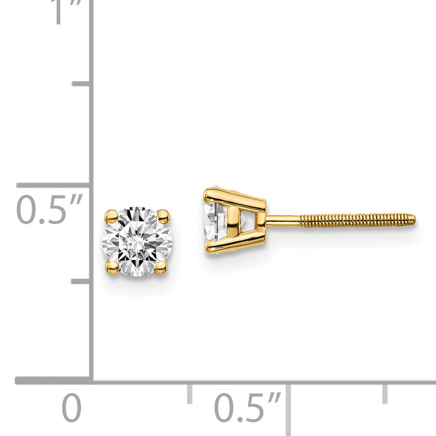 14 Karat 585 Gelbgold Diamant-Ohrstecker, 0,70 ct., VS2/SI1, G-I, mit Gewindeverschluss