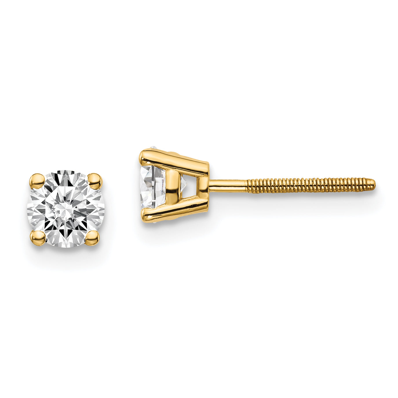 14 Karat 585 Gelbgold Diamant-Ohrstecker, 0,70 ct., VS2/SI1, G-I, mit Gewindeverschluss