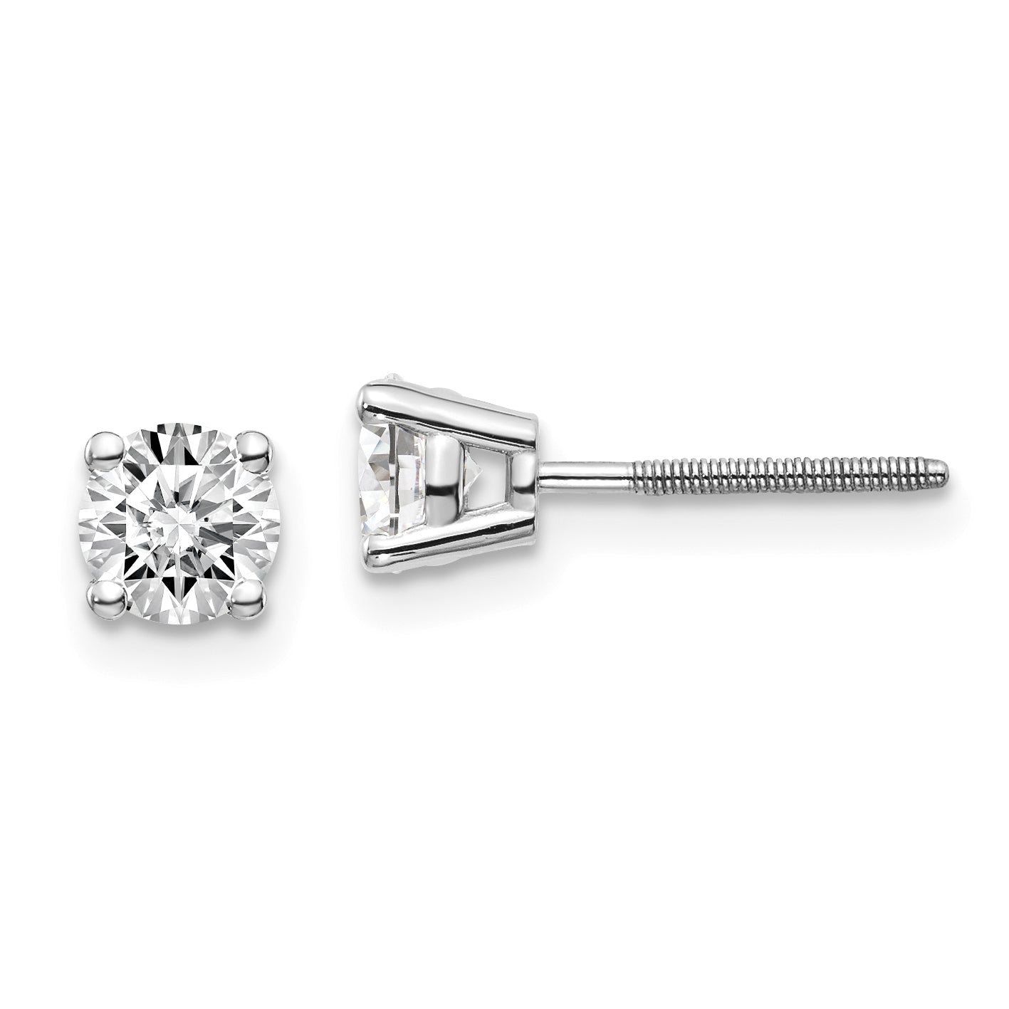 14K Weißgold 0,75 ct. SI3 G I Diamant Ohrstecker mit auf-/absteckbarem Gewindestift