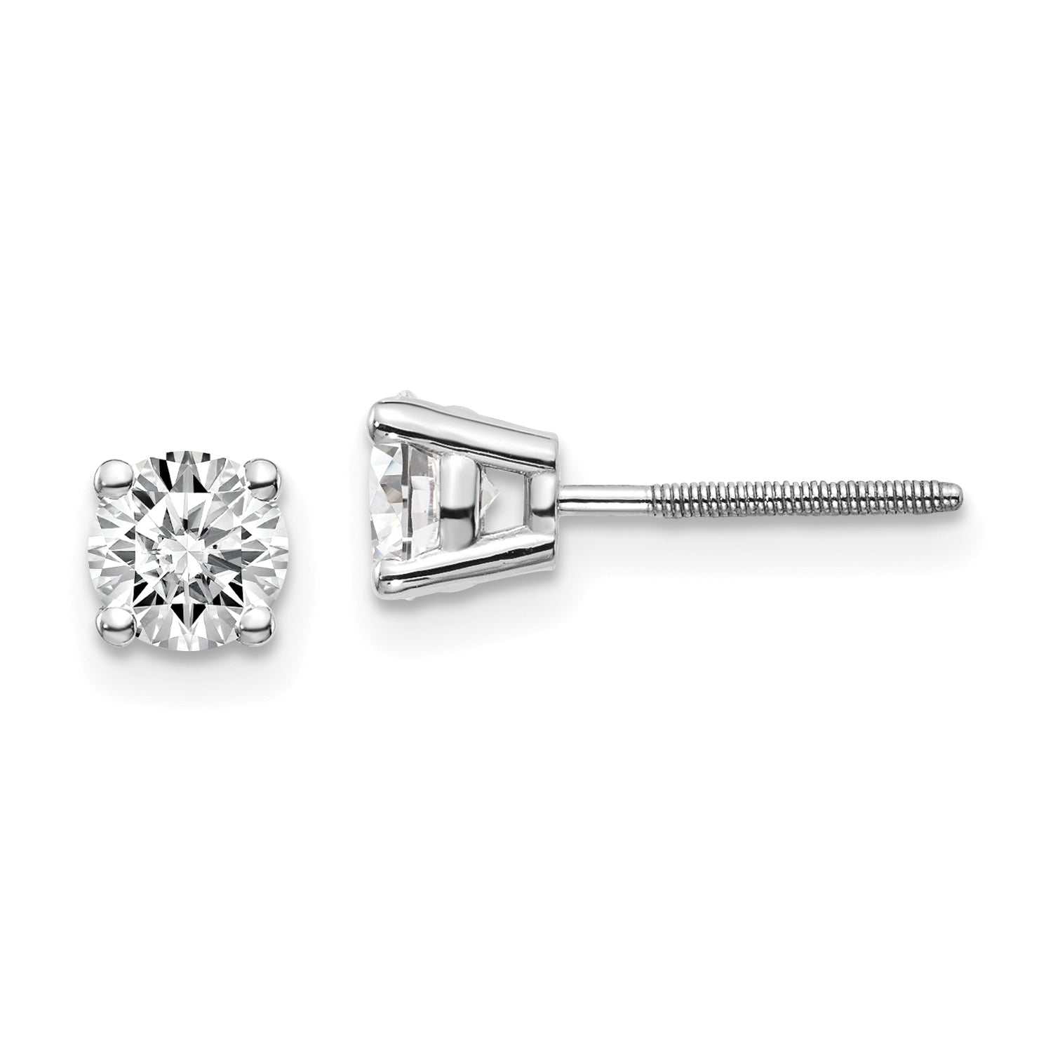 14K Weißgold 0,85 ct. VS2/SI1 G-I Diamant-Ohrstecker mit Schraubverschluss