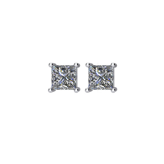 Zertifiziert 1/2 ct Princess-cut Diamant Ohrstecker in 14K Weißgold