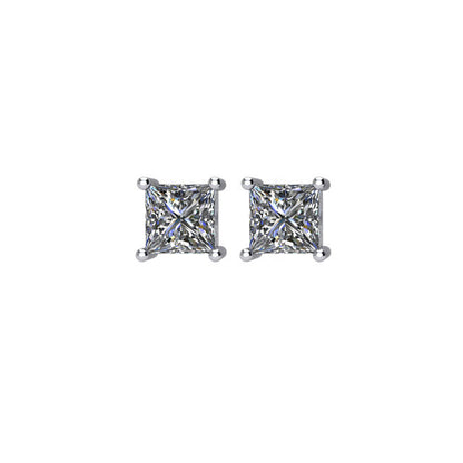 Zertifiziert 1/2 ct Princess-cut Diamant Ohrstecker in 14K Weißgold
