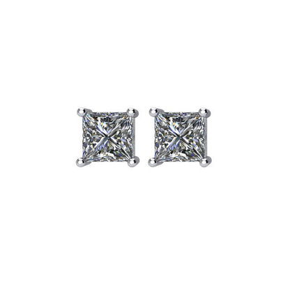 Zertifiziert 3/4 ct Princess-cut Diamant Ohrstecker in 14K Weißgold