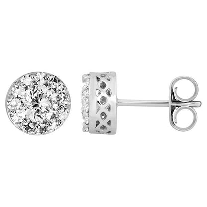 Zertifiziert 7/8 ct Diamant Heiligenschein-styled Ohrstecker in 14kt Weißgold