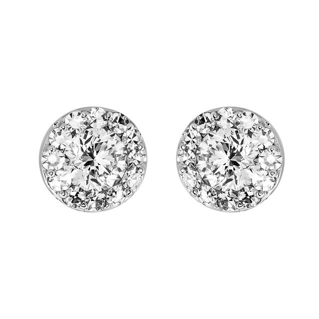 Zertifiziert 7/8 ct Diamant Heiligenschein-styled Ohrstecker in 14kt Weißgold