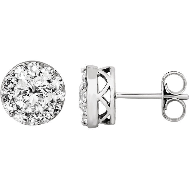 Zertifiziert 1 1/3 ct Diamant Heiligenschein-styled Ohrstecker in 14kt Weißgold