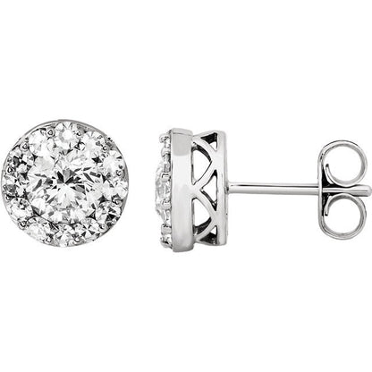 Zertifiziert 1 1/3 ct Diamant Heiligenschein-styled Ohrstecker in 14kt Weißgold
