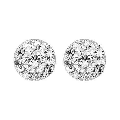 Zertifiziert 1 1/3 ct Diamant Heiligenschein-styled Ohrstecker in 14kt Weißgold
