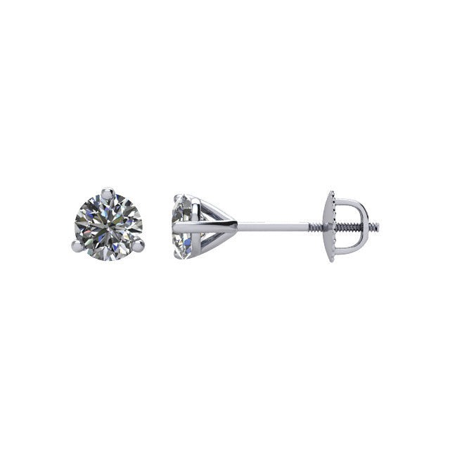 1/2 ct Diamant Threaded Ohrstecker in 14kt Weißgold
