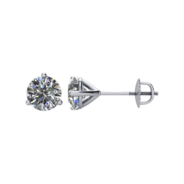 1 ct Diamant Threaded Ohrstecker in 14kt Weißgold