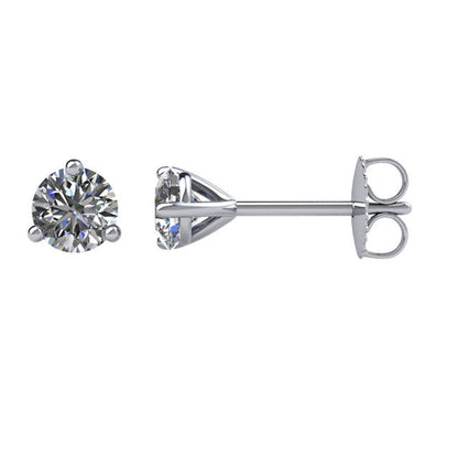 Zertifiziert 1/2 ct Diamant Friction Stecker Ohrstecker in 14kt Weißgold