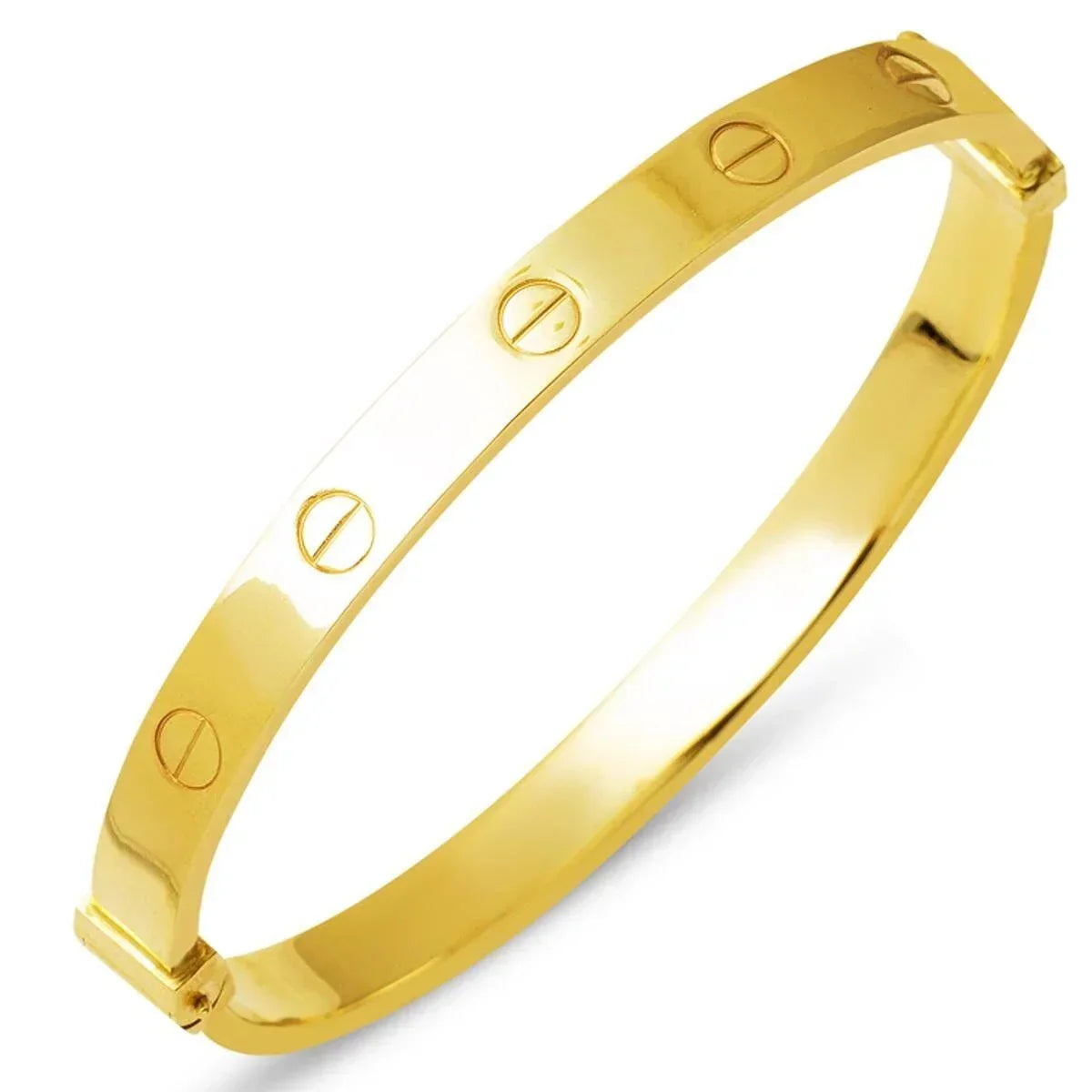 6mm Designer Inspired Hohl Liebe Armreif Armband Classic Model in Massiv 14K Gelbgold