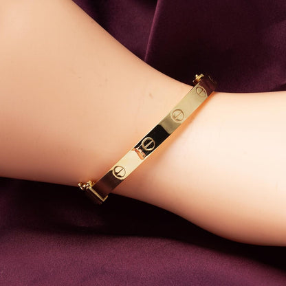 6mm Designer Inspired Hohl Liebe Armreif Armband Classic Model in Massiv 14K Gelbgold