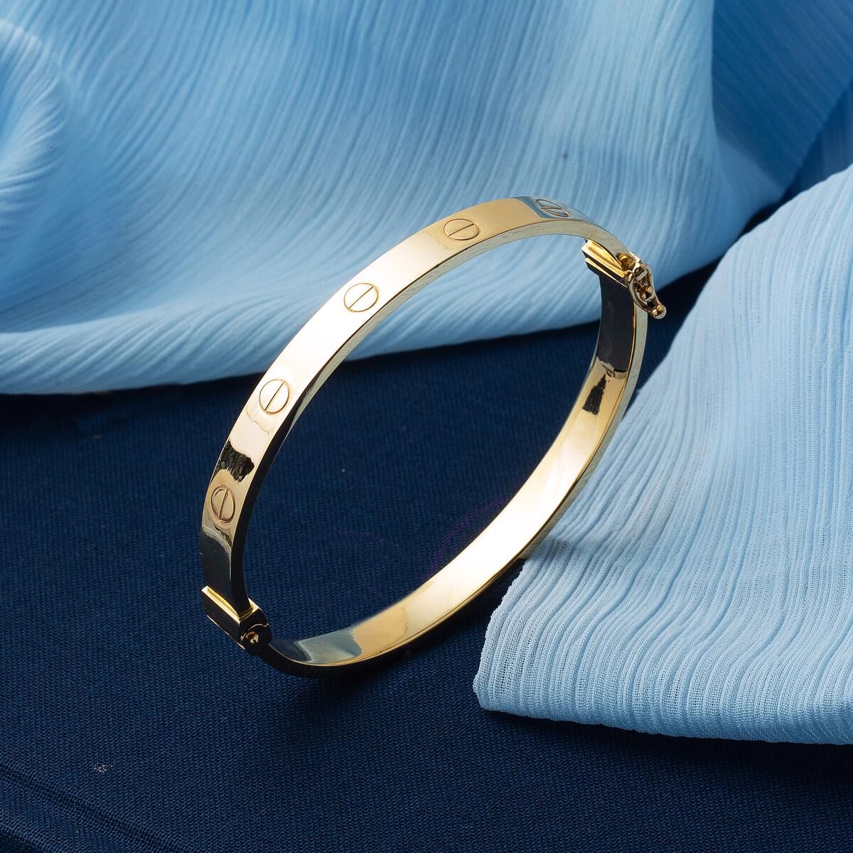 6mm Designer Inspired Hohl Liebe Armreif Armband Classic Model in Massiv 14K Gelbgold