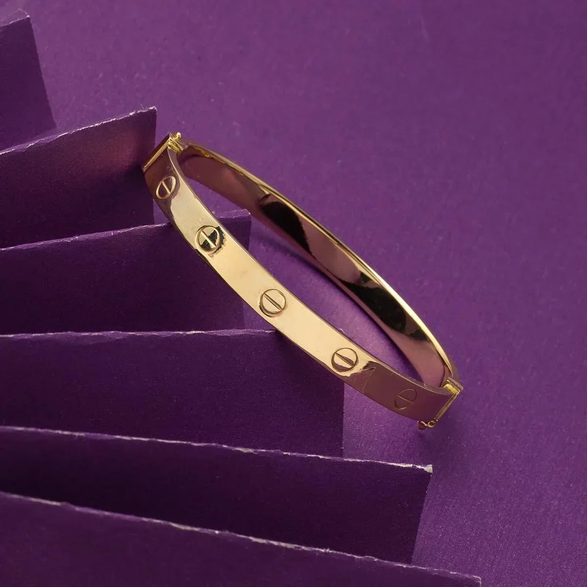 6mm Designer Inspired Hohl Liebe Armreif Armband Classic Model in Massiv 14K Gelbgold