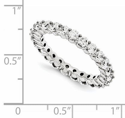 585 Weißgold Memoire-Ring mit AA Diamanten
