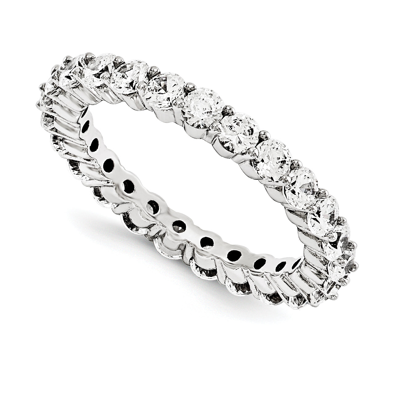 585 Weißgold Memoire-Ring mit AA Diamanten
